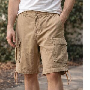 US Vintage Khaki Cargo Shorts XL Tactical Military Utility Drawstring